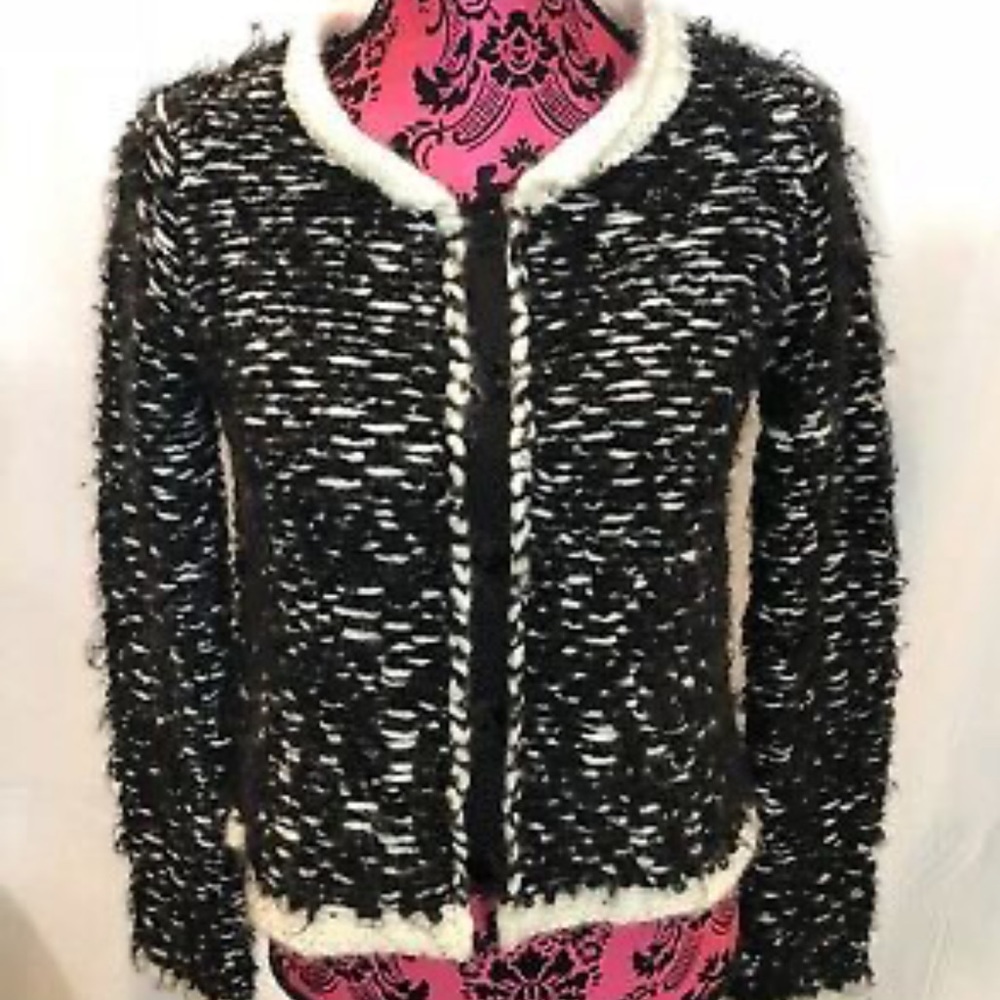 Nafa Girls - Cardigan Black/White Button Down Cardigan - Size L - NWT